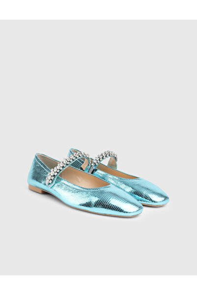 İLVİ Γυναικείες μπαλαρίνες Umbra από γνήσιο δέρμα σε πράσινο χρώμα