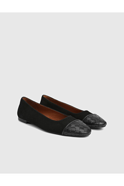 İLVİ Γυναικείες μαύρες μπαλαρίνες από γνήσιο δέρμα σουέντ Estelle