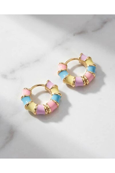 Portakal Esintisi Minigo Colorful Enamel Minimal Hoop Steel Xuping Earrings
