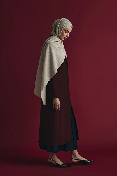 Maisa Neda Cotton Silk Shawl 70*190 cm - Stone