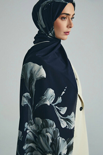 Maisa İlay Krep Silk Shawl 70*190 cm - Dark Blue