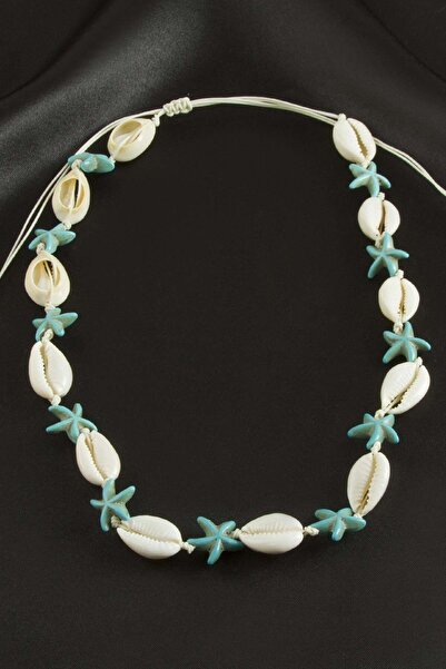 ZERO LAND Gld-Spt- Starfish Oyster Macrame Necklace (225356) - Cream