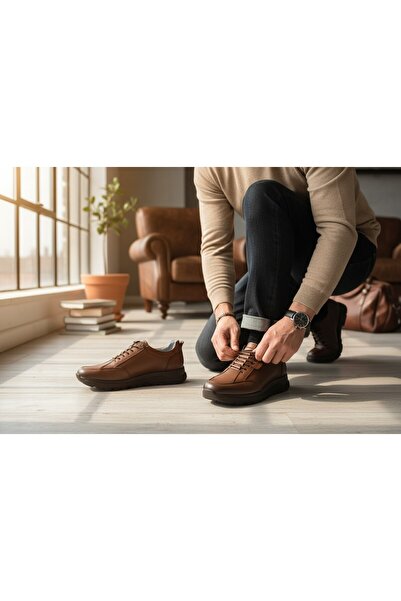 abar classic Men's Genuine Leather Daily Casual Sports Shoes with Elastic Laces