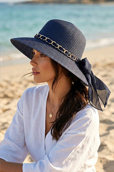 Ritagarcia Kadın Hasır Şapka Geniş Kenarlı Yazlık Plaj Güneş Şapkası UV Korum...