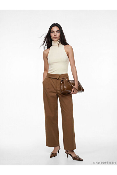 LC Waikiki Nevavm with a Difference Lcw Vision Brown High Waist Wide Leg Loos...