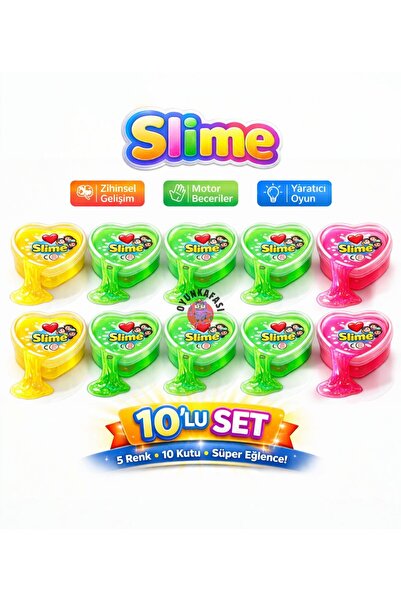 OYUNKAFASI Renkli Slime Seti – 10’lu Kalpli Kutuda Yumuşak Slime Oyuncak