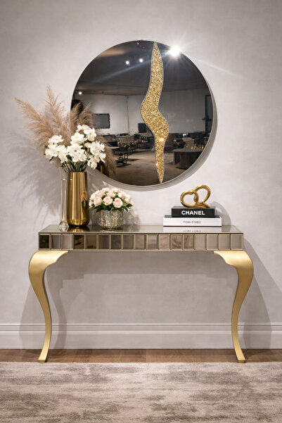 TodekHome Glory Füme Camlı Aynalı Dresuar - Boyalı Lükens Ayak - 110x90x40 cm