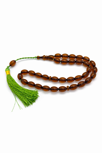 Çarşı New Crimped Green Tasseled Honey Color Fire Amber