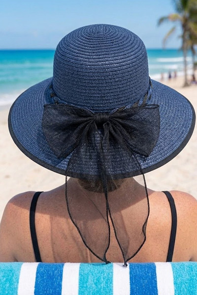 Ritagarcia Γυναικείο ψάθινο καπέλο με κορδέλα, με φαρδύ γείσο, καλοκαιρινό κα...