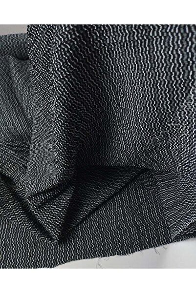 Kumaş Parça ОДИНАРНИЙ EN Чорний та димчастий плісований креп-шифон Ширина: 90 см