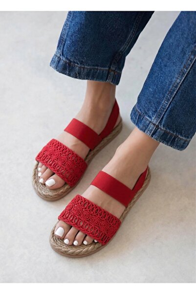 HVZ Exclusive Дамски сламени ежедневни удобни еластични сандали за плаж, морс...