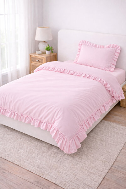 Madame Home Σετ κλινοσκεπασμάτων με βολάν, μονό, από βαμβακερό ύφασμα, κομψό ...