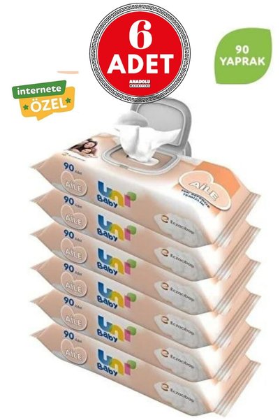 Uni Baby Aile Islak Mendil 90 Yaprak 6 Adet