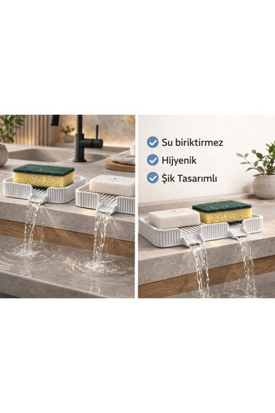 ÇELİKONLİNE Bela posuda za sapun sa držačem za sunđer, kuhinjski sudopera sa ...