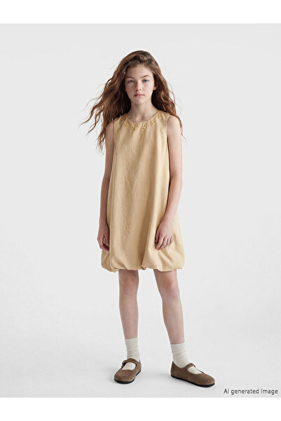 LC Waikiki Nevavm Embroidered Girl's Balloon Dress with a Difference