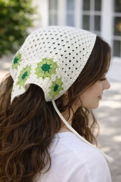 EMKSHOP Soft Blossom Patterned Knitted Bandana