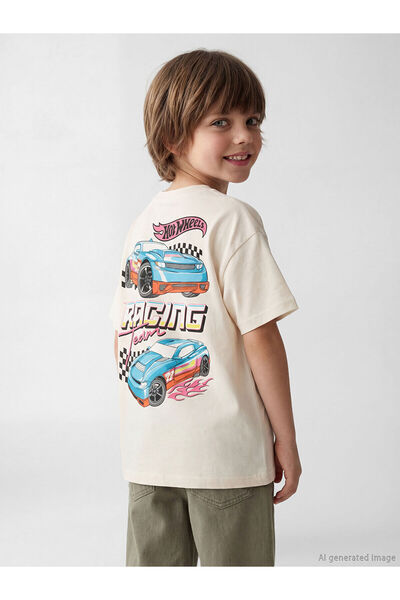 LC Waikiki Two Mt Shop Quality Oval Collar Hot Wheels Printed Boys' T-Shirt