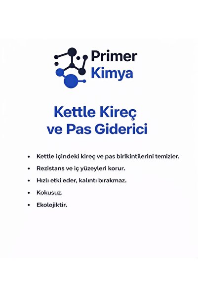 primer kimya Kettle Kahve Makinesi Çaydanlık Kireç ve Pas Sökücü