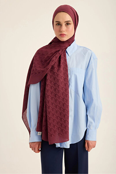 Maisa Remz Silk Cotton Tencel Shawl 70*190 cm - Bordo