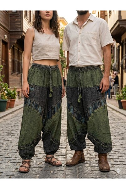 AYASOFYA OTANTIK Unisex Νεπαλέζικο Πράσινο Έθνικ Αυθεντικό Χαλαρό Μποέμ Σαλβά...