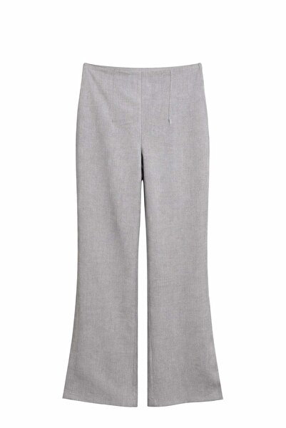 Mixray 4862 women's high-waisted flare leg pants with slits - anthracite