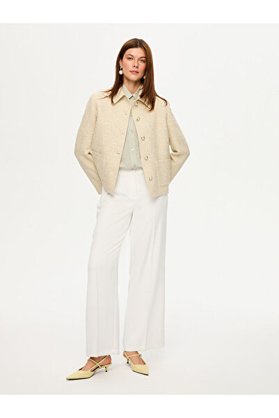 Faik Sönmez İnci Düğme Detaylı Tüvit Ceket S26CKT029
