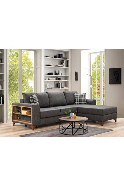 Eşyala. Esyala. Loft sol Uzanmalı Kitaplık Bölmeli,Köse L Koltuk, Antrasit Ke...