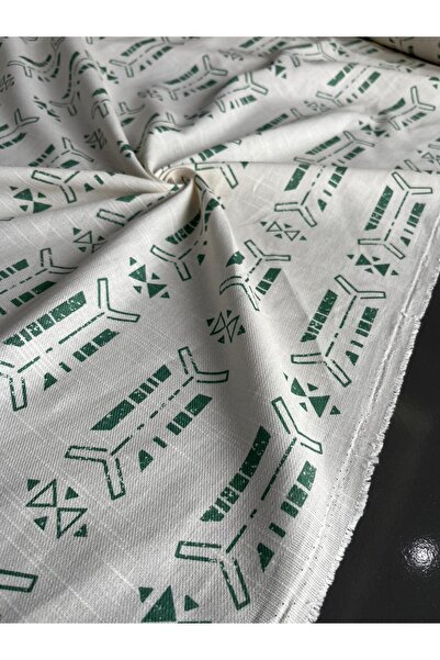 Kumaş sever Premium Ethnic Mudcloth Patterned Raw Linen Fabric Series - 3 Col...