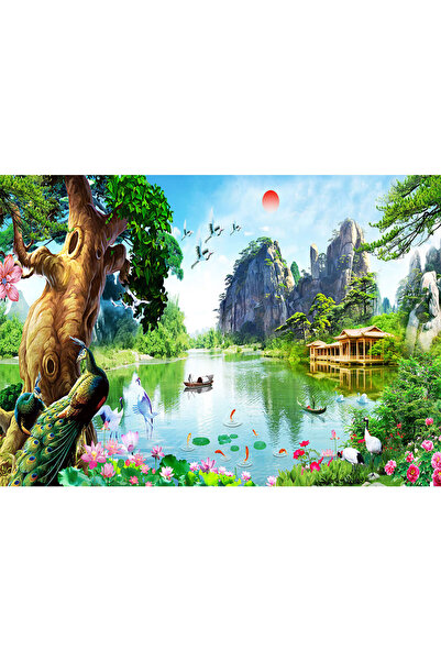VIODESIGN Fototapet peisaje, autoadeziv, Casa Lac , multicolor,80x120 cm PE53