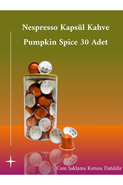 Nespresso Kapsül Kahve Pumpkin Spice 30 Adet + Cam Saklama Kutusu