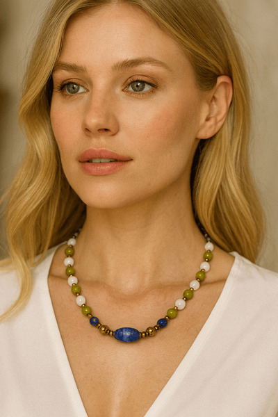 Dumledo لازورد و سيت |   النجاح والوفرة والبركة |   قلادة من الحجر الطبيعي مع...