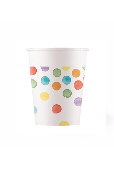 Sepet Doldur Colorful Polka Dot Paper Party Cups 8-9 oz - Birthday and Celebration Supplies (10 Pieces)