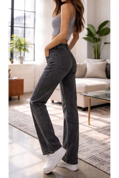 BİENAL BUTİK Women's Smoked Casual Palazzo Wide Leg Jean Power Lycra Women's ...