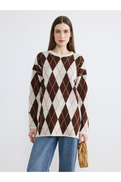 LC Waikiki Nevavm with a Difference of Opinion Lcw Modest Beige Oval Neck Dia...