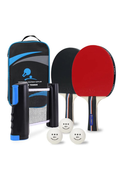 LOKİ Table Tennis 2 Rackets+3 Balls+1 Net+1 Bag Super Quality Set Ittf Approved