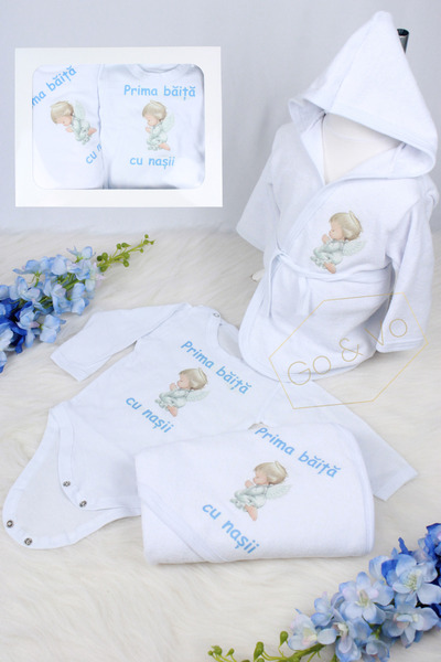 GoVo Kids Set prima baita cu nasii, Ingeras – Set 4 piese pentru bebeluși, Ha...