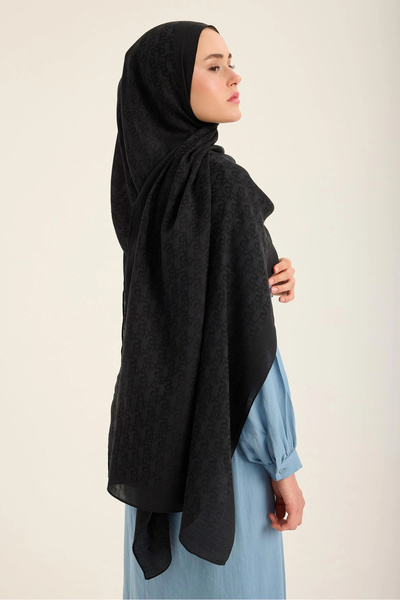 Maisa Remz Silk Cotton Tencel Shawl 70*190 cm - Black