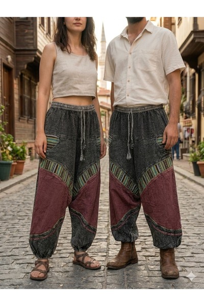 AYASOFYA OTANTIK Unisex Nepal Black Burgundy Ethnic Authentic Loose Bohemian ...