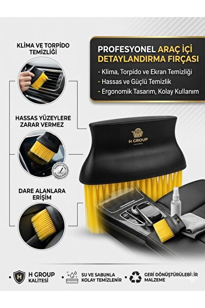 HGROUP Profesyonel Araç İçi Detaylandırma Fırçası - Ultra Yumuşak Torpido Kli...