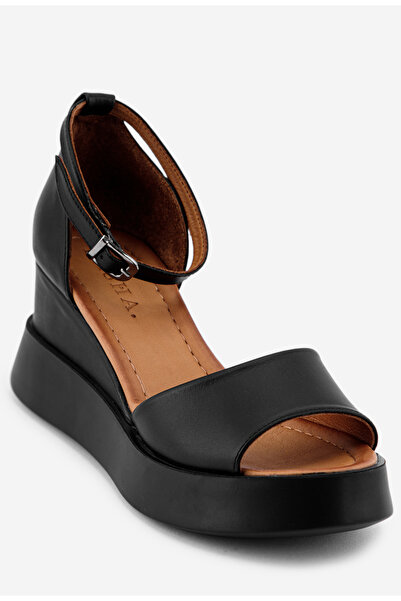 Dasha Sandale dama negre din piele cu platforma