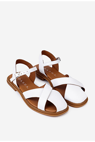Dasha Sandale dama din piele naturala alba cu decupaje