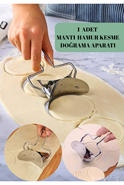 BRE HOME Mantı Hamur Kesme Aparatı Paslanmaz Çelik Yuvarlak Hamur Kesici Ravi...