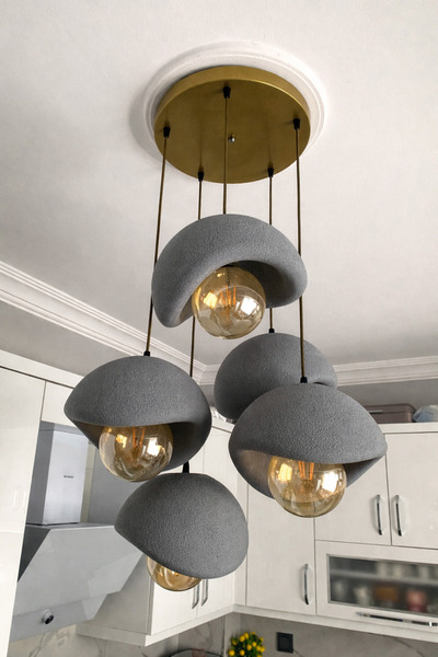 DREAM MODE Modern 5'li Avize Beton Dokulu -Salon ve Oturma Odası Şık ve Bohem...