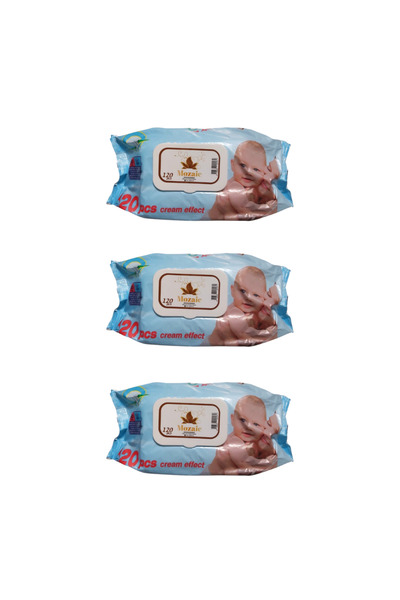 MOZAİC Pachet 3x Șervețele Umede Cream Effect 120 buc – pentru Bebeluși