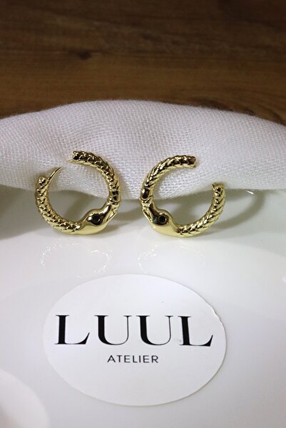 LUUL ATELIER XUPING Yılan Model 14K Gold Küçük 20mm Halka Çelik Küpe