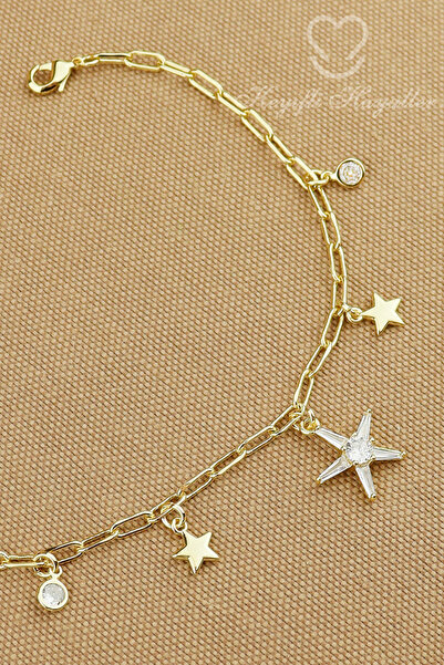 Keyifli Hayaller YSX Marka Yıldız Charmlı Zincir Bileklik Modern Gold Vip 14K...