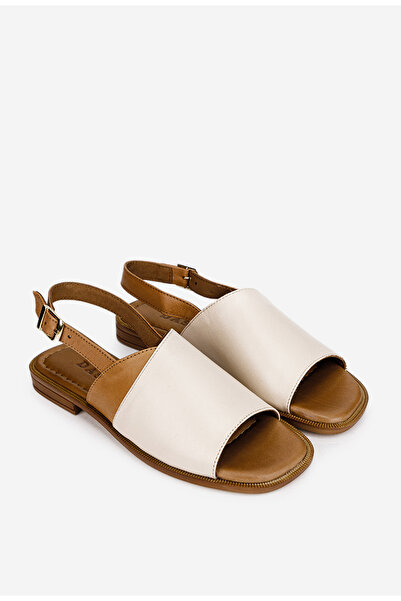 Dasha Sandale dama bej cu maro din piele