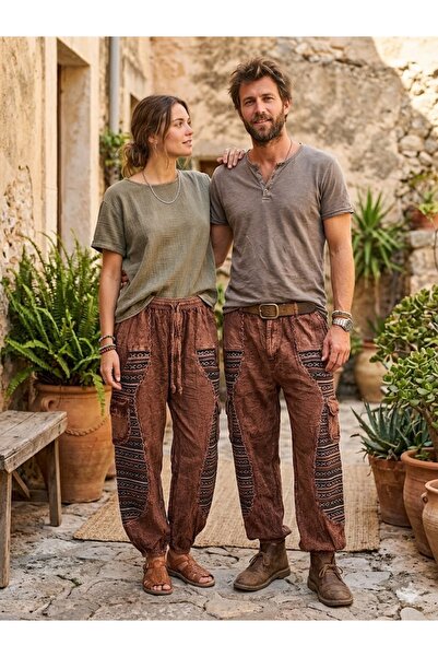 AYASOFYA OTANTIK Unisex Nepal Brown Ethnic Authentic Loose Bohemian Trousers ...