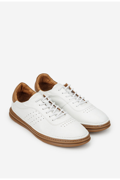 Dasha NUR men's shoes white with brown made of natural leather