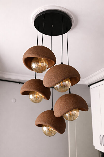 DREAM MODE Modern 5'li Avize Beton Dokulu -Salon ve Oturma Odası Şık ve Bohem...